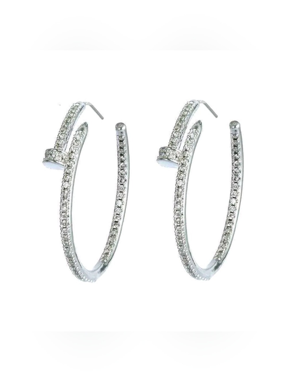 White Rhodium Crystal Hoop Earrings